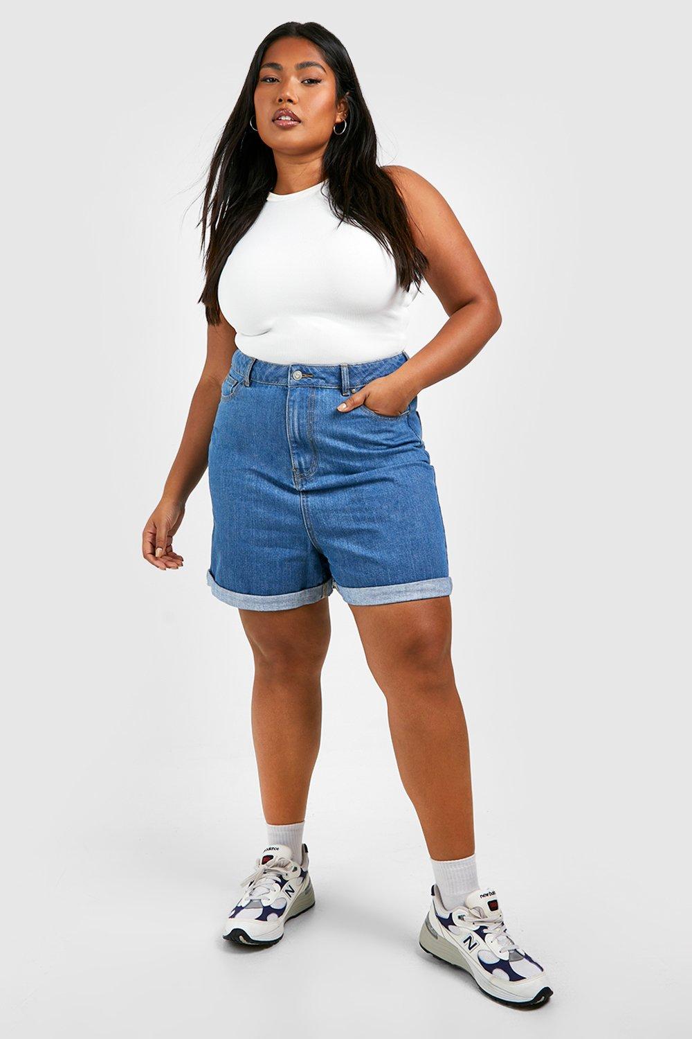 Roll up denim shorts online